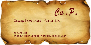 Csaplovics Patrik névjegykártya