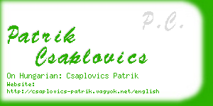 patrik csaplovics business card